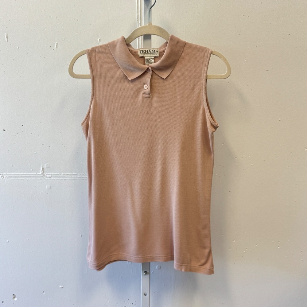 Vintage Tehama Nancy Haley 100% Silk Women's Sleeveless Polo Shirt Tank Knit Top